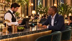 Scene 40 bartender opens a fresh tab after the prior balance is settled