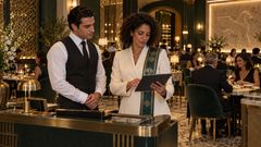 Scene 44 Sepsut and one waiter remain calm beside the POS while the fully lit dining room continues thumbnail
